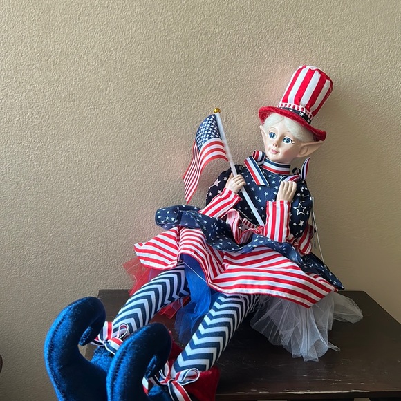 Cynthia Rowley 4th of July Patriotic American Elf Fairy Doll 28" Shelf Sitter - Picture 1 of 5